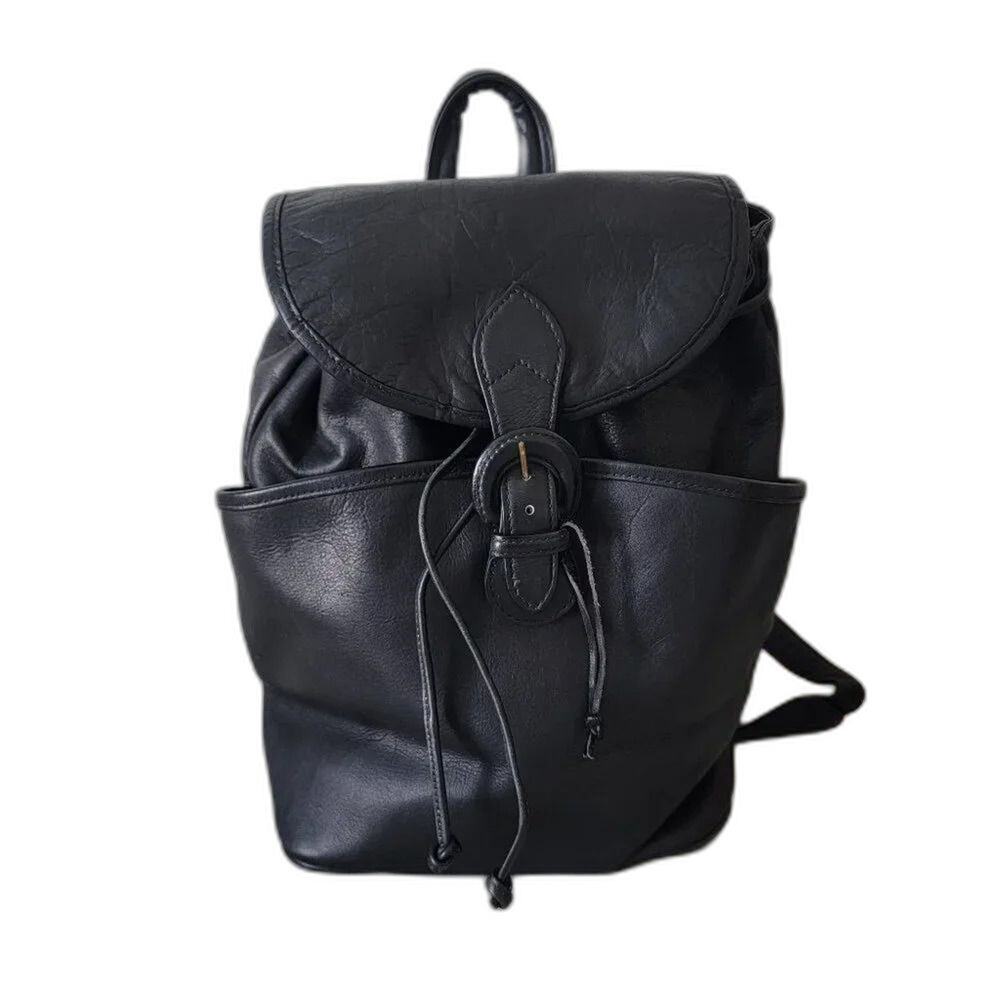 Boulder Ridge Vintage Leather Backpack Black Full Grain Cowhide Womens
